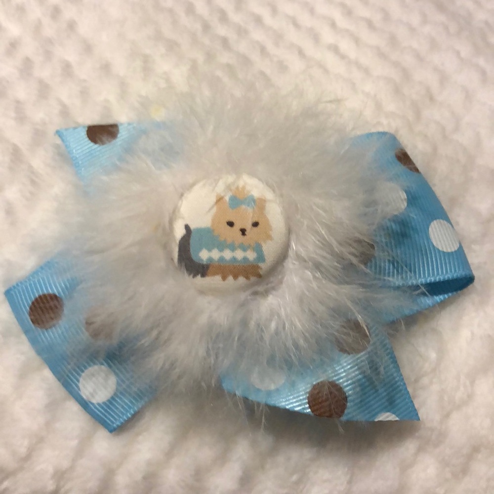 🌸3/$9🌸 Handmade Blue & White Dog Hairbow
